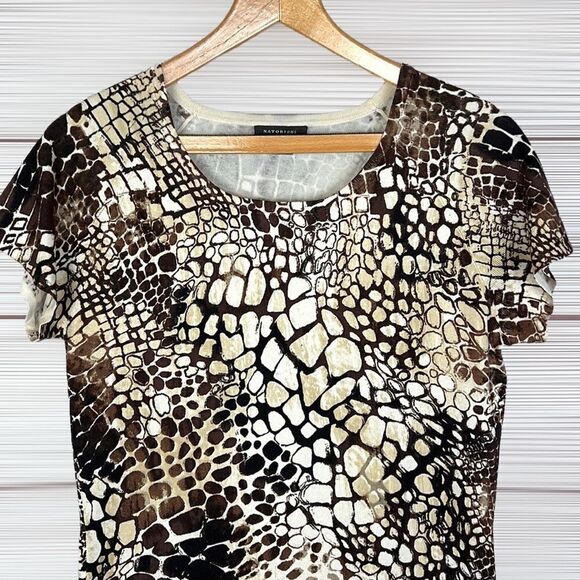NATORI ous Silk Blend Animal Print Knit Top - Picture 2 of 9